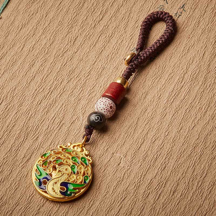 Buddha Stones Breloczki z miedzianymi zawieszkami w kształcie pawia Fu - image 2