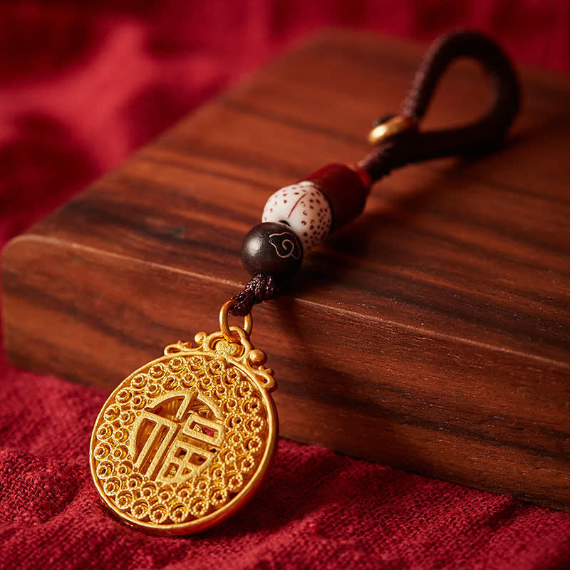 Buddha Stones Breloczki z miedzianymi zawieszkami w kształcie pawia Fu - image 3