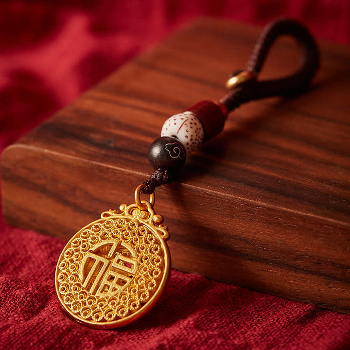 Buddha Stones Breloczki z miedzianymi zawieszkami w kształcie pawia Fu - image 3