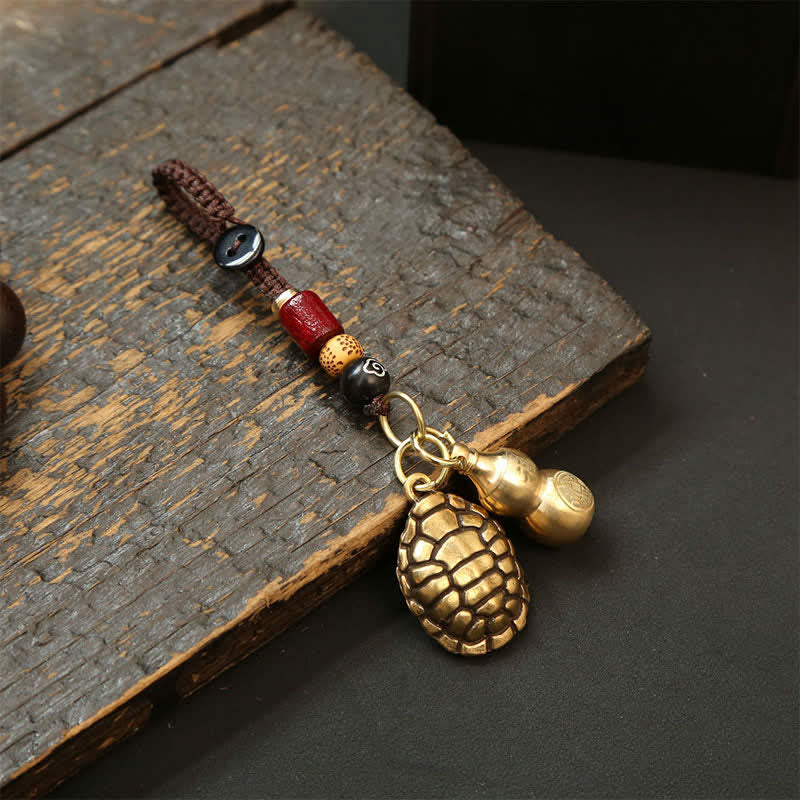 Buddha Stones Breloczki ochronne z mosiężnym żółwiem Pi Xiu z pięcioma monetami cesarza - Tykwa żółwia - image 14