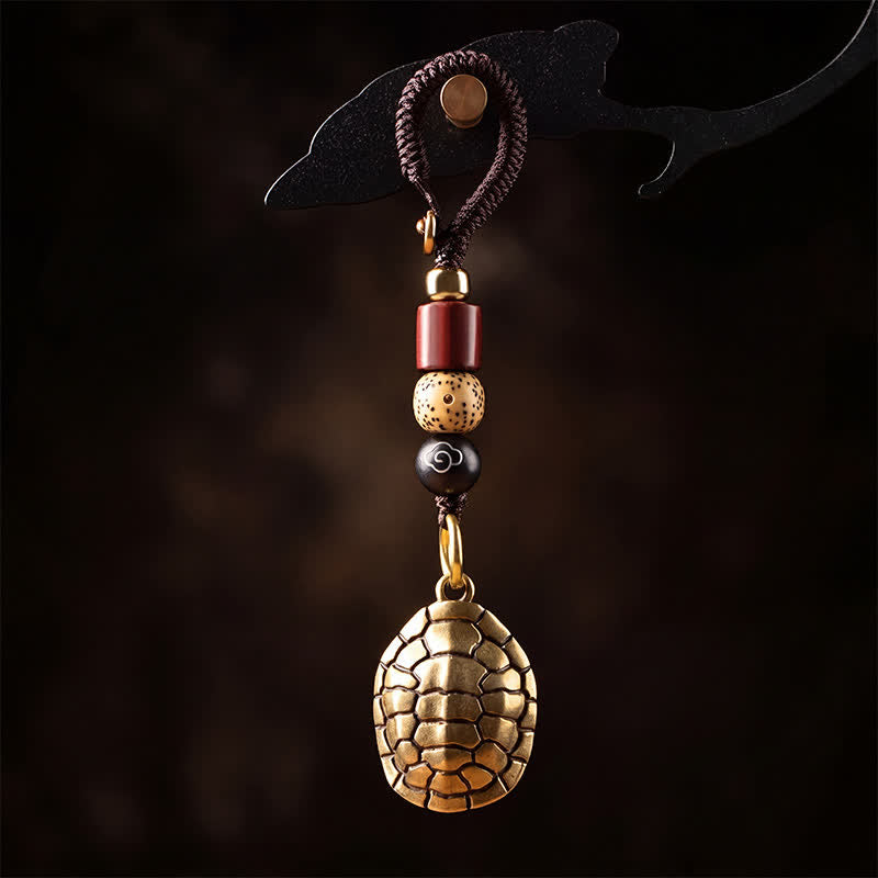 Buddha Stones Breloczki ochronne z mosiężnym żółwiem Pi Xiu z pięcioma monetami cesarza - Żółw - image 0