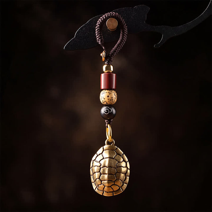 Buddha Stones Breloczki ochronne z mosiężnym żółwiem Pi Xiu z pięcioma monetami cesarza - Żółw - image 0