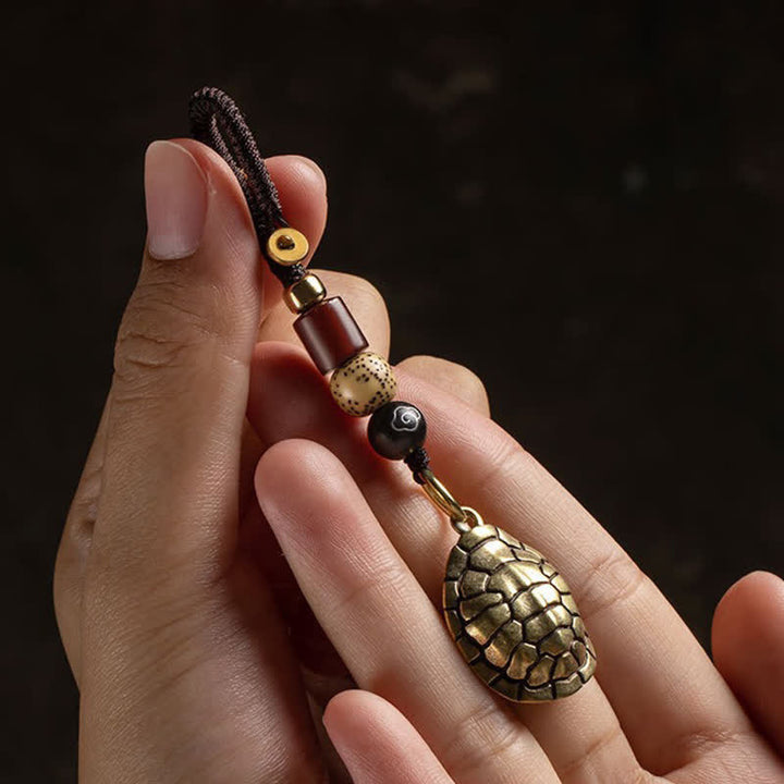Buddha Stones Breloczki ochronne z mosiężnym żółwiem Pi Xiu z pięcioma monetami cesarza - image 2