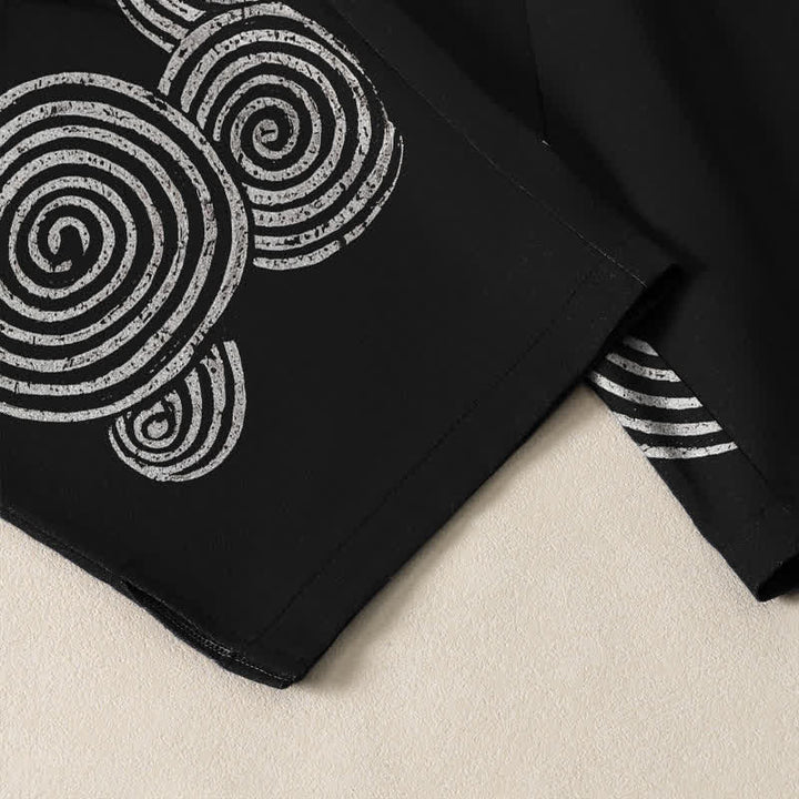Buddha Stones Spodnie męskie zwężane z czystej bawełny ze spiralnym wzorem koncentrycznym i ściągaczem oraz kieszeniami - image 5