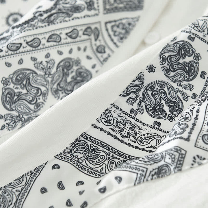 Buddha Stones Koszule męskie z długim rękawem i kieszenią naszytą, w stylu paisley, w stylu casual vintage, z bawełny, zapinane na guziki - image 13
