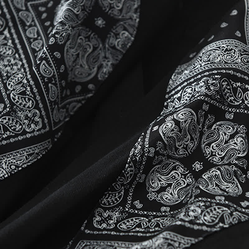Buddha Stones Koszule męskie z długim rękawem i kieszenią naszytą, w stylu paisley, w stylu casual vintage, z bawełny, zapinane na guziki - image 4