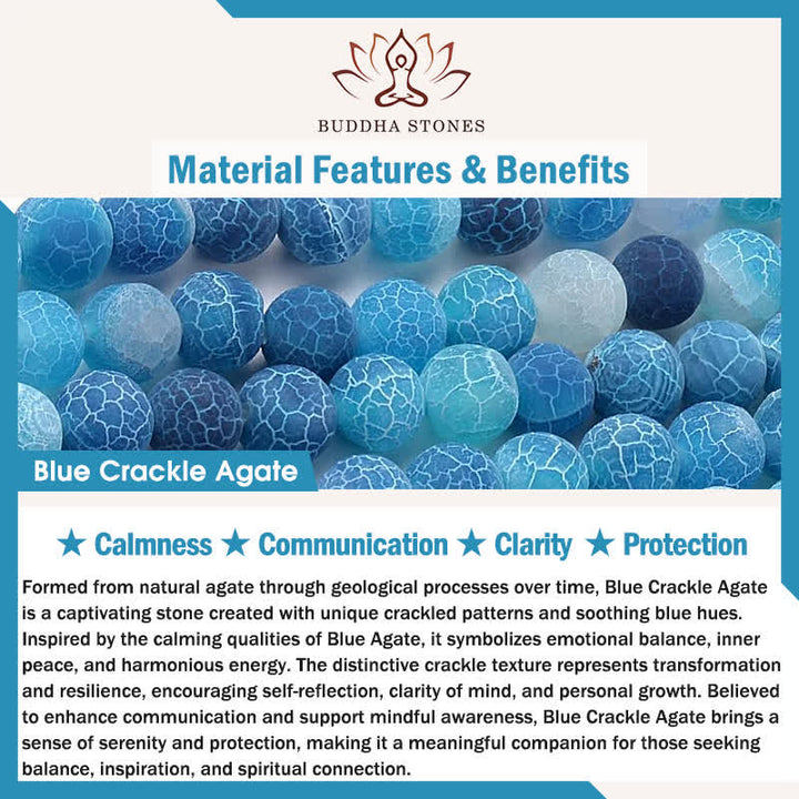 Buddha Stones Bransoletka z koralików Blue Crackle Agate Turtle Calm - image 5