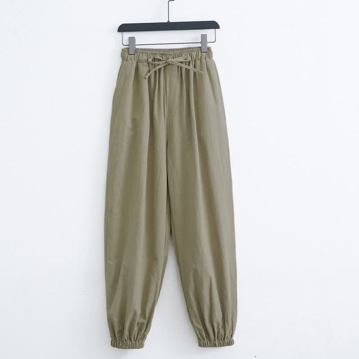 Spodnie haremowe męskie z kieszeniami, w jednolitym kolorze, z bawełny i Buddha Stones - Ciemny Khaki - US/UK/AU44， EU54 (4XL) - image 6