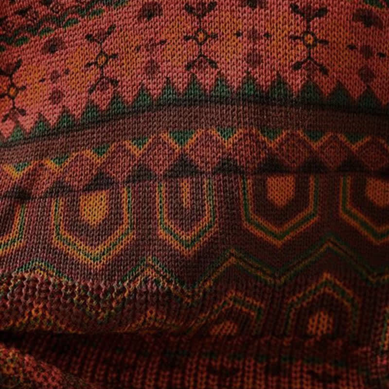 Bluza damska z długim rękawem i dzianinowym kapturem z motywem Buddha Stones w paski i geometryczne kwiaty - image 10