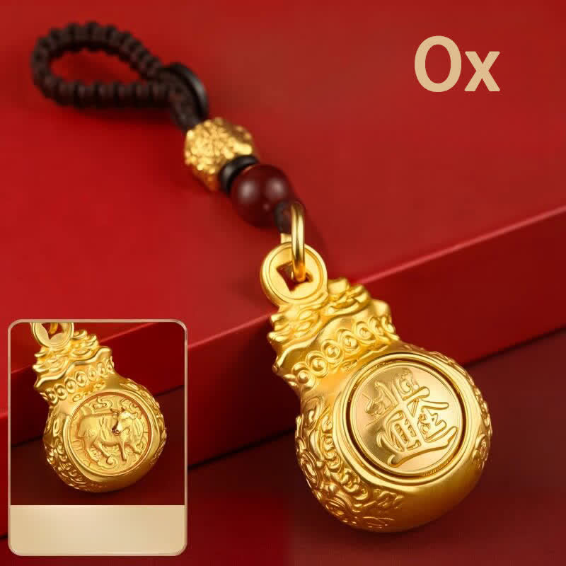 Buddha Stones "Zdobądź fortunę każdego dnia" Monety z woreczkami z chińskim znakiem zodiaku w kolorze złotym i miedzianym, breloki - Wół - image 13