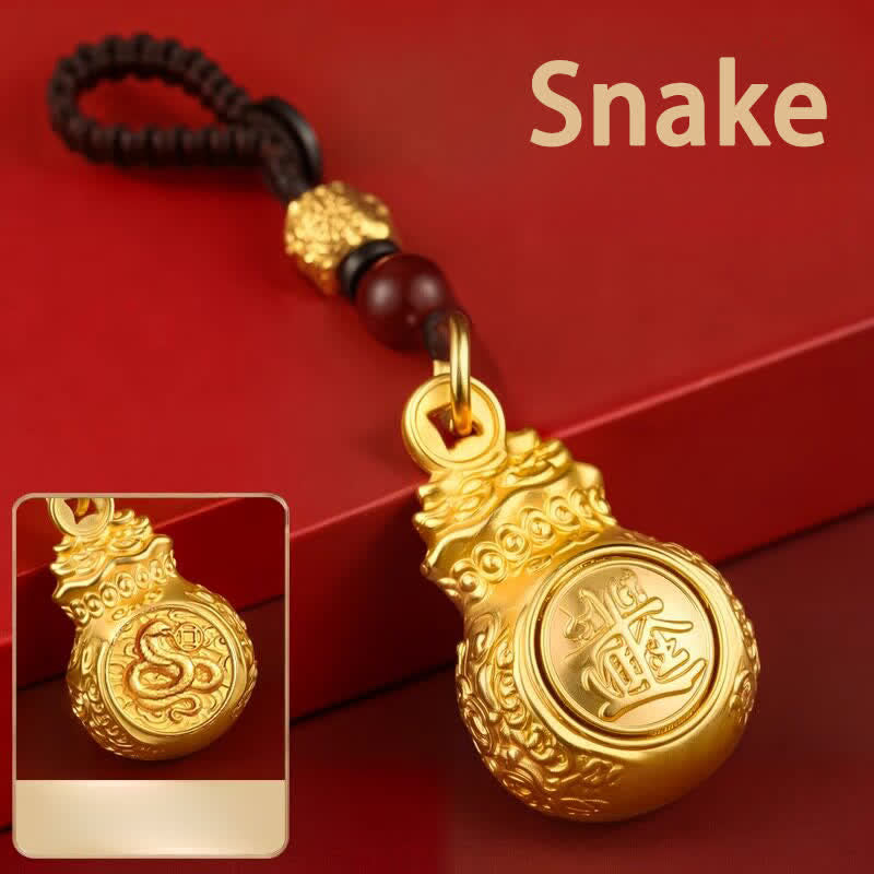 Buddha Stones "Zdobądź fortunę każdego dnia" Monety z woreczkami z chińskim znakiem zodiaku w kolorze złotym i miedzianym, breloki - Wąż - image 21
