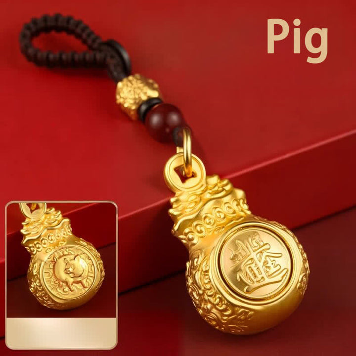 Buddha Stones "Zdobądź fortunę każdego dnia" Monety z woreczkami z chińskim znakiem zodiaku w kolorze złotym i miedzianym, breloki - Świnia - image 28