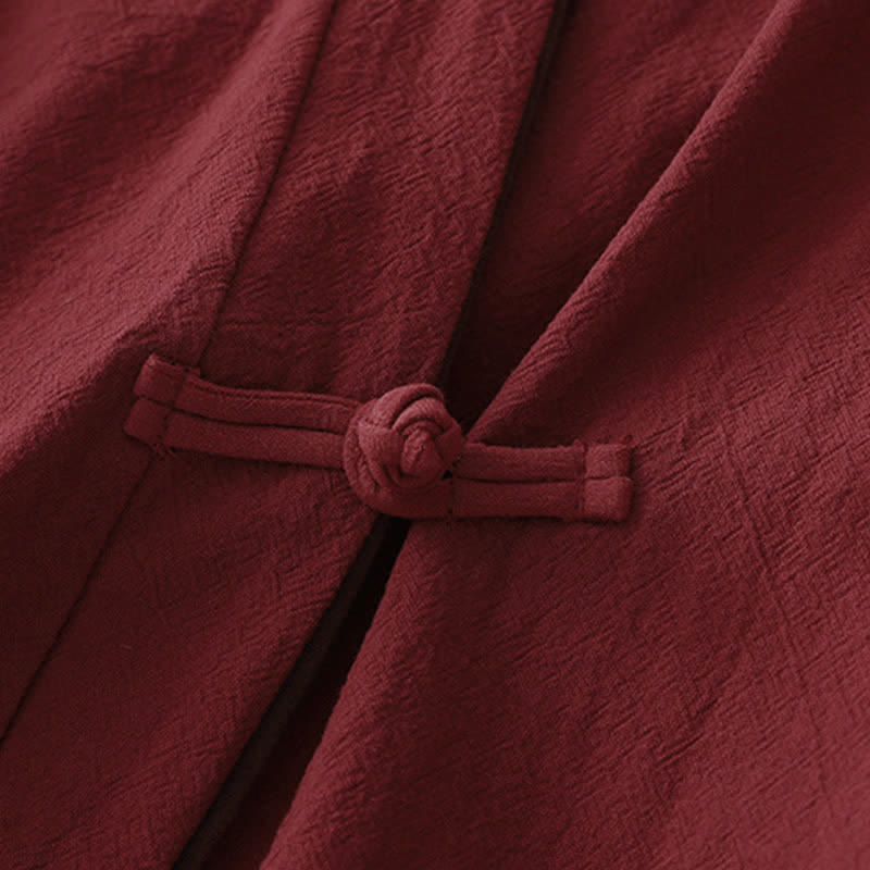 Buddha Stones Kimono damskie w stylu vintage, wiosenno-jesiennym, z węzłem i guzikami, z dekoltem w serek - image 5