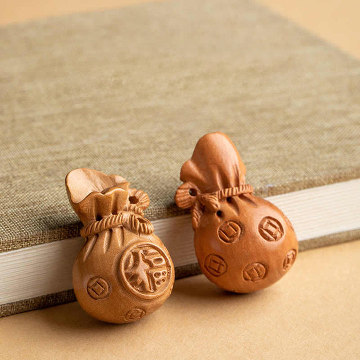 Buddha Stones Breloczki do kluczy z motywem brzoskwiniowego drewna Fu, sakiewki na pieniądze, szczęśliwy cynobrowy słoń, lotos, tykwa - image 5