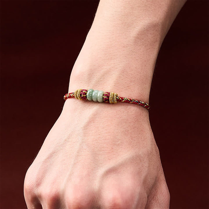 Buddha Stones Bransoletka z koralików jadeitowych z abakusem szczęścia, tkana ręcznie - image 14