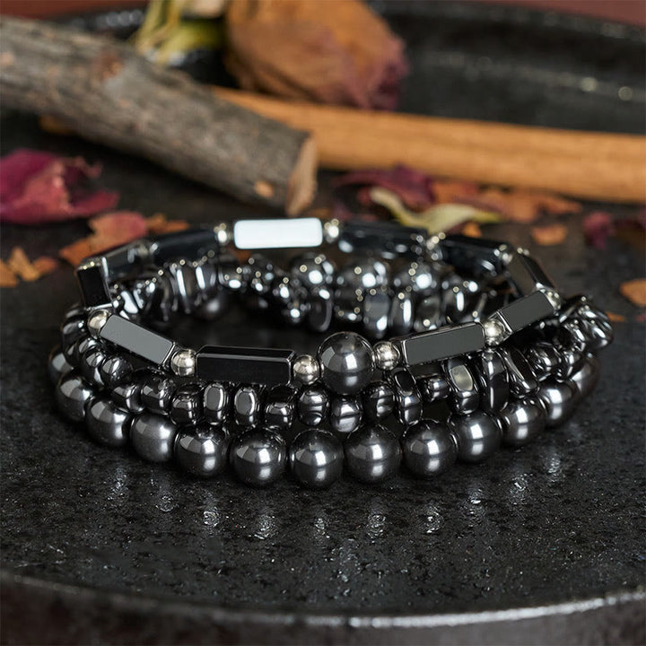 Buddha Stones 3-częściowa bransoletka z hematytu z potężnymi koralikami - image 2
