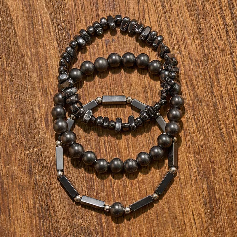 Buddha Stones 3-częściowa bransoletka z hematytu z potężnymi koralikami - image 4