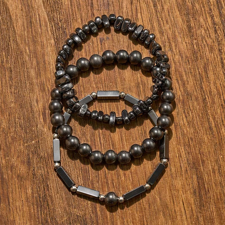 Buddha Stones 3-częściowa bransoletka z hematytu z potężnymi koralikami - image 4