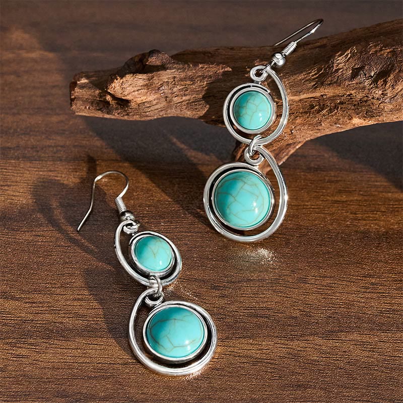 Buddha Stones Turkusowe koraliki Balance Długie wiszące kolczyki - image 3