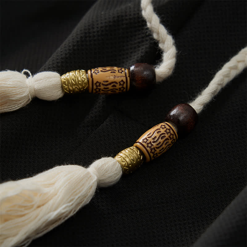 Buddha Stones Letnie męskie spodenki w stylu boho ze ściągaczem i elastyczną talią, geometrycznym wykończeniem i kieszeniami - image 12