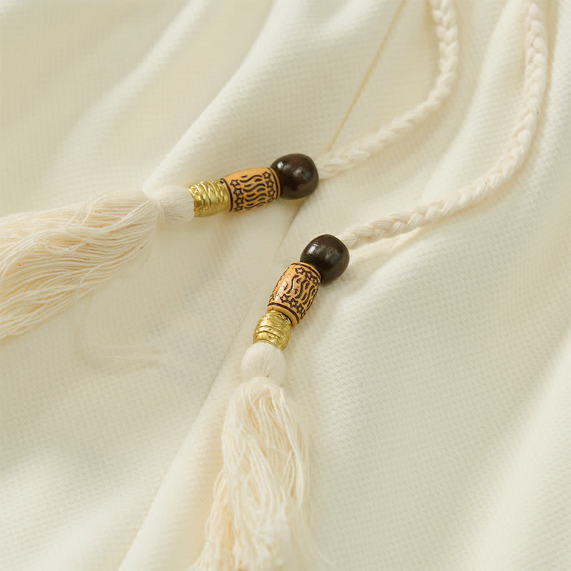 Buddha Stones Letnie męskie spodenki w stylu boho ze ściągaczem i elastyczną talią, geometrycznym wykończeniem i kieszeniami - image 21