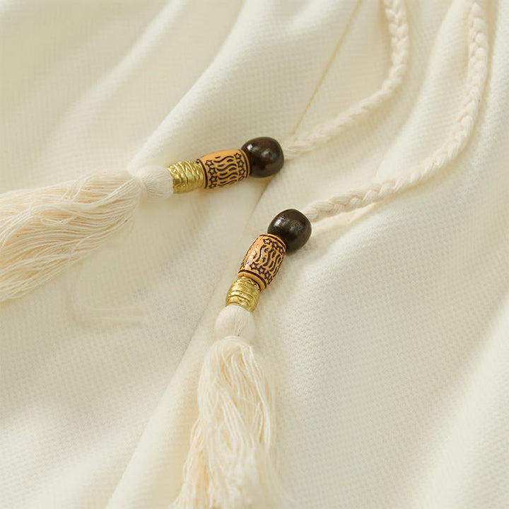 Buddha Stones Letnie męskie spodenki w stylu boho ze ściągaczem i elastyczną talią, geometrycznym wykończeniem i kieszeniami - image 21