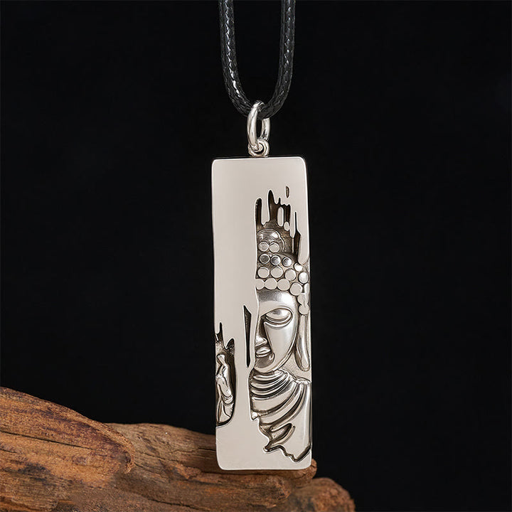 Naszyjnik z wisiorkiem w stylu vintage, Buddha Stones Tathagata Budda, amulet ochronny, szczęście - Budda w stylu vintage + 60 cm skórzany sznur - image 0