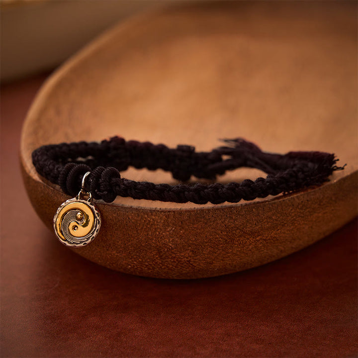 Buddha Stones Miedziana bransoletka z czerwonego sznurka Yin Yang Balance - Czarny sznurek - image 12