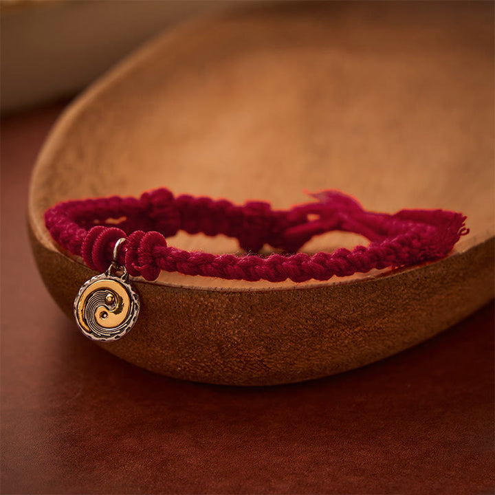 Buddha Stones Miedziana bransoletka z czerwonego sznurka Yin Yang Balance - Ciemnoczerwony sznurek - image 10
