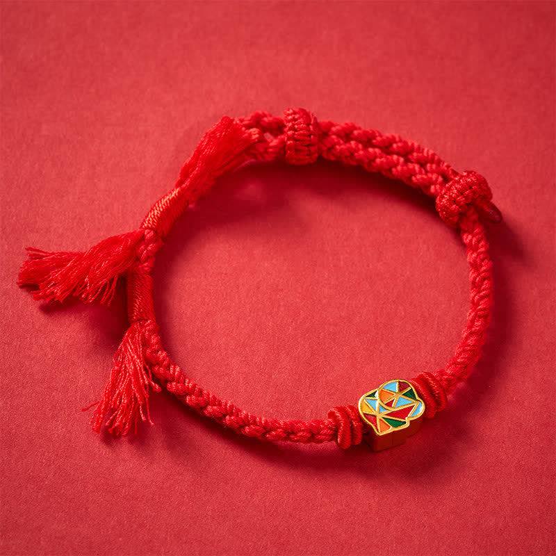 Buddha Stones Bransoletka regulowana Elephant Red String Balance Tibet - Czerwony (obwód nadgarstka: 5,5–6,7 cala/14–17 cm) - image 0