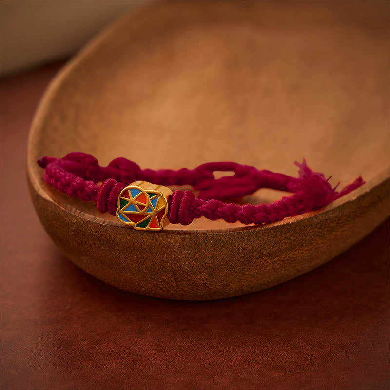 Buddha Stones Bransoletka regulowana Elephant Red String Balance Tibet - Ciemnoczerwony (obwód nadgarstka: 5,5–6,7 cala/14–17 cm) - image 9