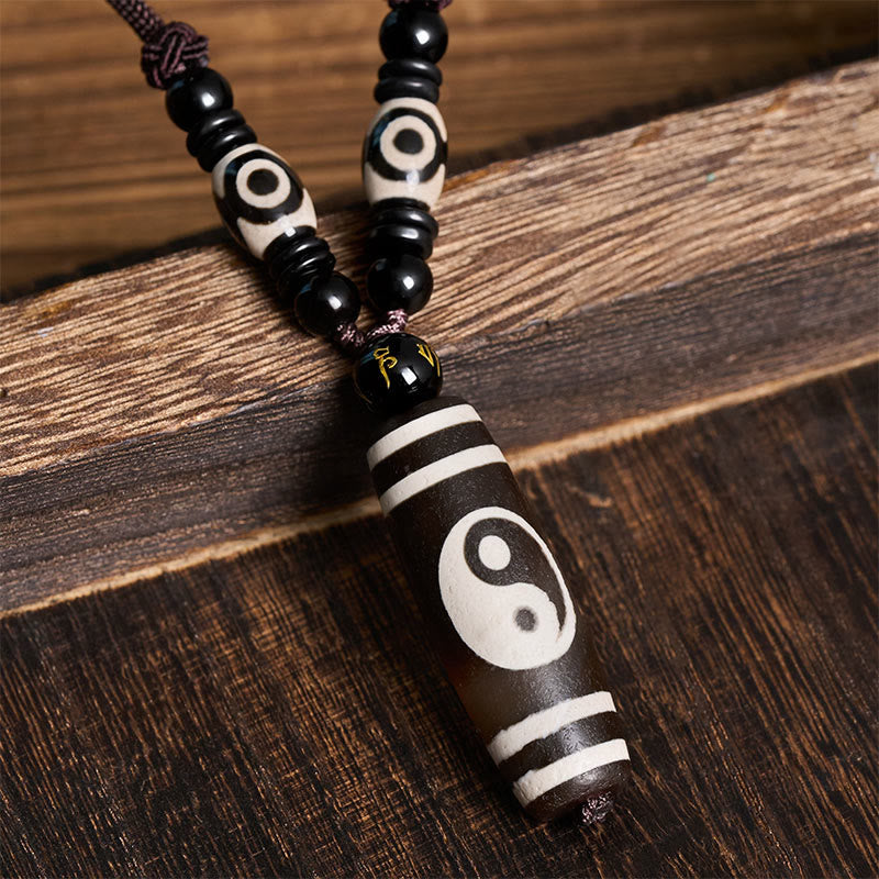 Buddha Stones Naszyjnik z czarnego onyksu z harmonią yin yang - image 1