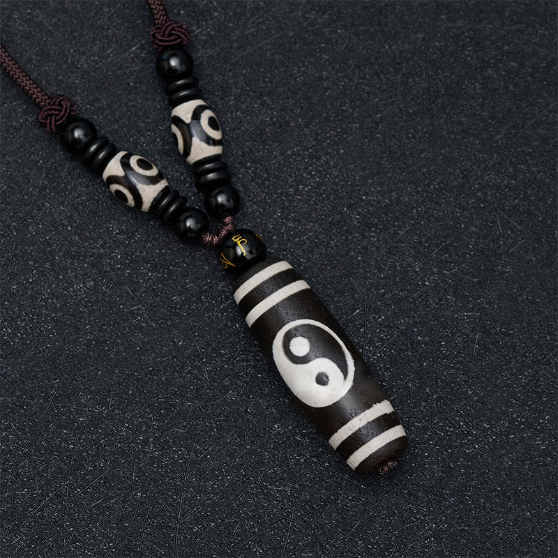 Buddha Stones Naszyjnik z czarnego onyksu z harmonią yin yang - image 3