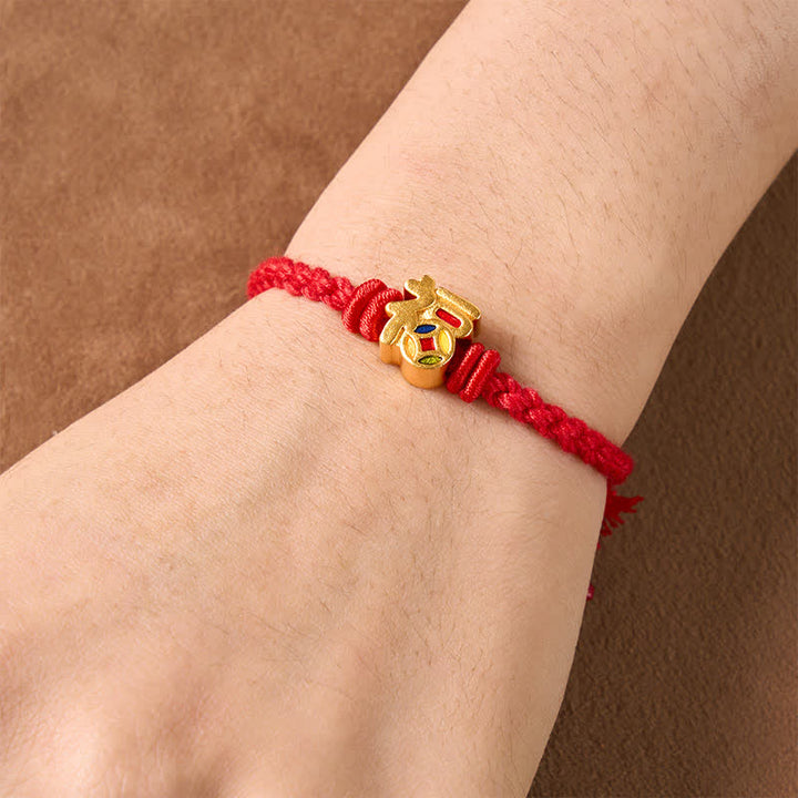 Buddha Stones Bransoletka regulowana Fu Character Red String Balance Tibet - image 4