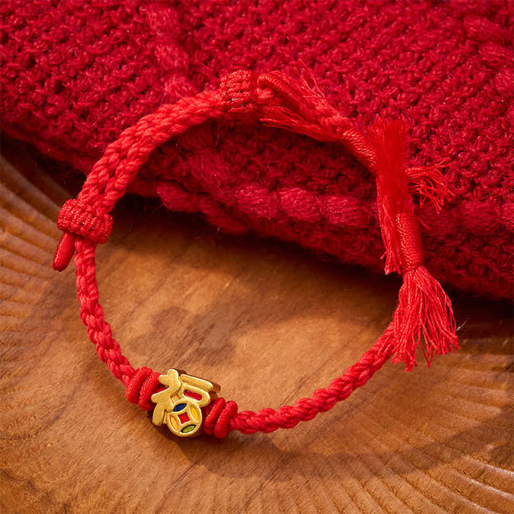 Buddha Stones Bransoletka regulowana Fu Character Red String Balance Tibet - image 2