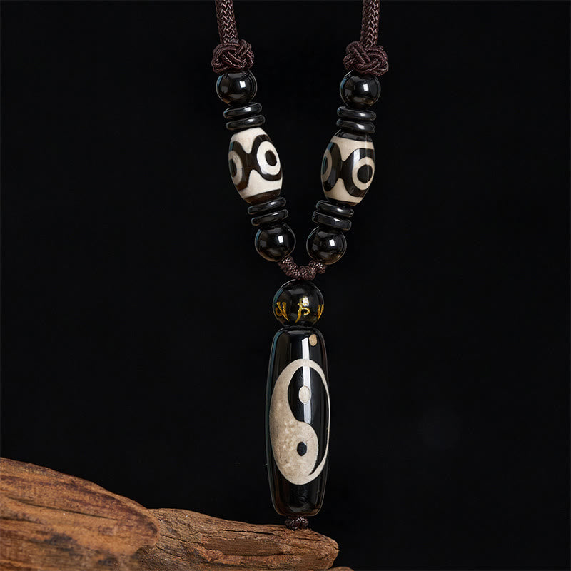 Buddha Stones Naszyjnik z liny z czarnego onyksu Yin Yang Harmony - image 3