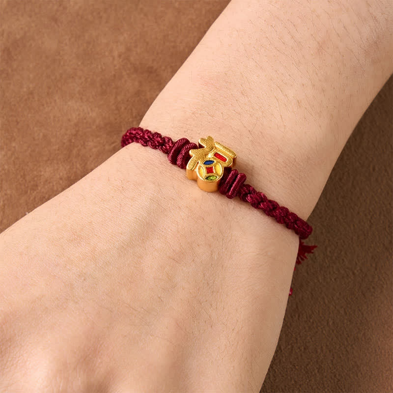 Buddha Stones Bransoletka regulowana Fu Character Red String Balance Tibet - image 10