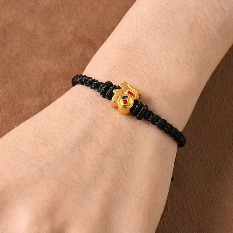 Buddha Stones Bransoletka regulowana Fu Character Red String Balance Tibet - image 12