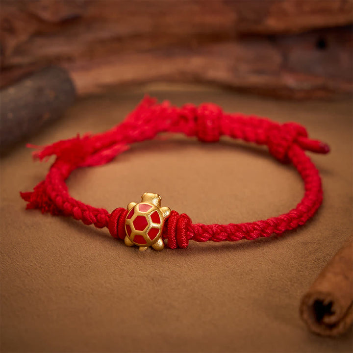 Buddha Stones Bransoletka regulowana Longevity Turtle Red String Balance Tibet - Czerwony (obwód nadgarstka: 5,5–6,7 cala/14–17 cm) - image 0