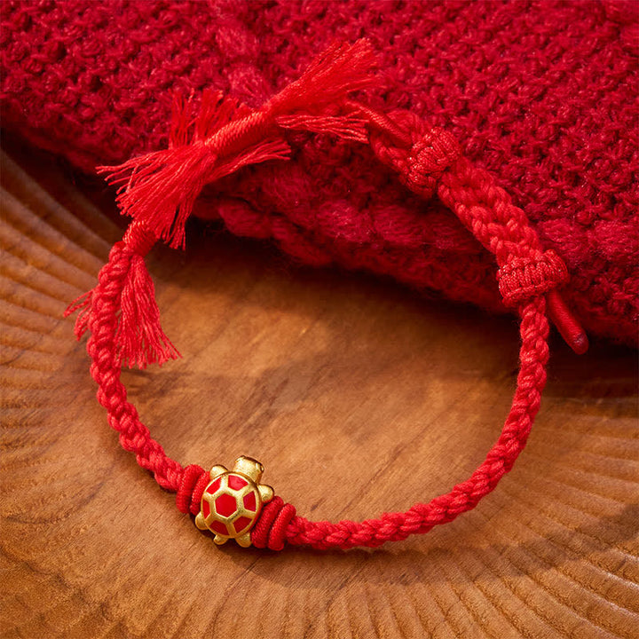 Buddha Stones Bransoletka regulowana Longevity Turtle Red String Balance Tibet - image 1