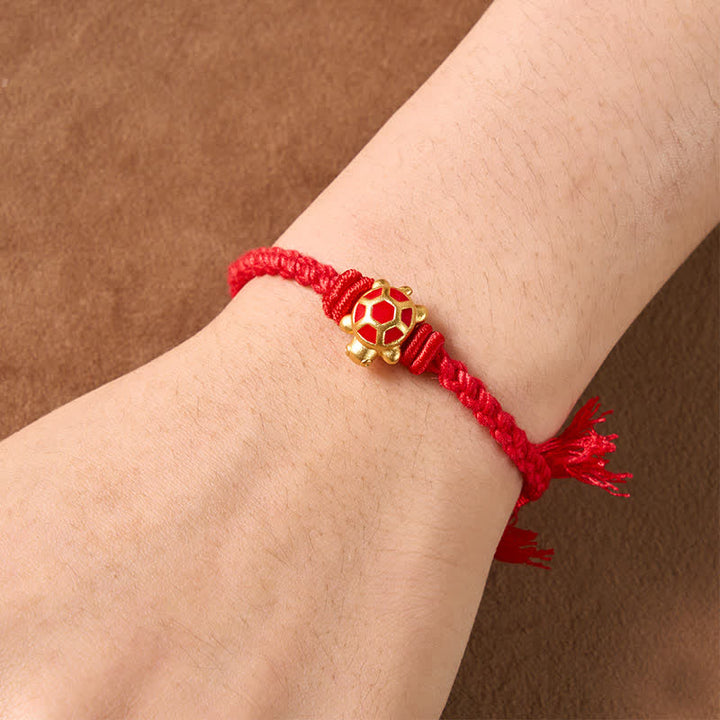 Buddha Stones Bransoletka regulowana Longevity Turtle Red String Balance Tibet - image 3