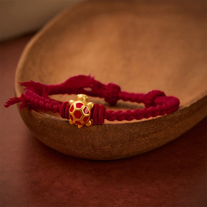 Buddha Stones Bransoletka regulowana Longevity Turtle Red String Balance Tibet - Ciemnoczerwony (obwód nadgarstka: 5,5–6,7 cala/14–17 cm) - image 10