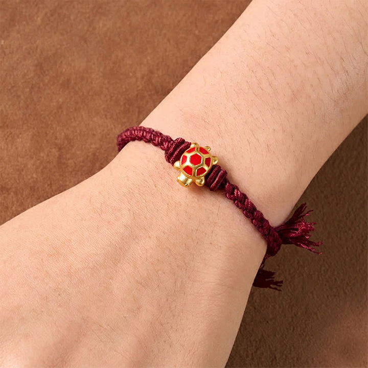 Buddha Stones Bransoletka regulowana Longevity Turtle Red String Balance Tibet - image 11