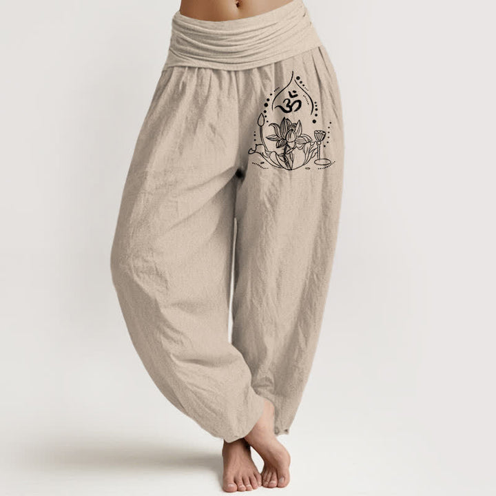 Buddha Stones Spodnie damskie typu harem z elastycznej talii z czystej bawełny z wzorem mandali Zen - Dębnik - US16, UK/AU20, EU48 (3XL) - image 14