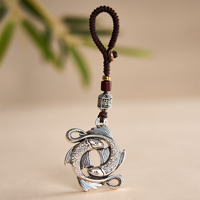 Buddha Stones Miedziane, zabytkowe, podwójne breloki z zawieszką w kształcie ryby Koi - image 3