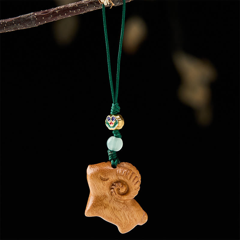 Buddha Stones Ręcznie rzeźbione breloki z motywem kozy sandałowej - image 9