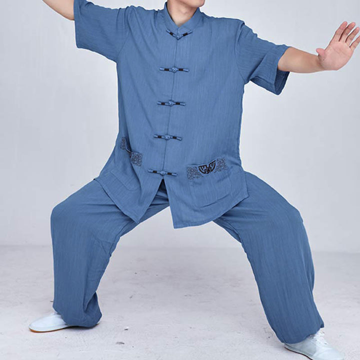 Buddha Stones Medytacja Zen Modlitwa Duchowa Tai Chi Qigong Praktyka Unisex Haft Odzież Zestaw - image 27