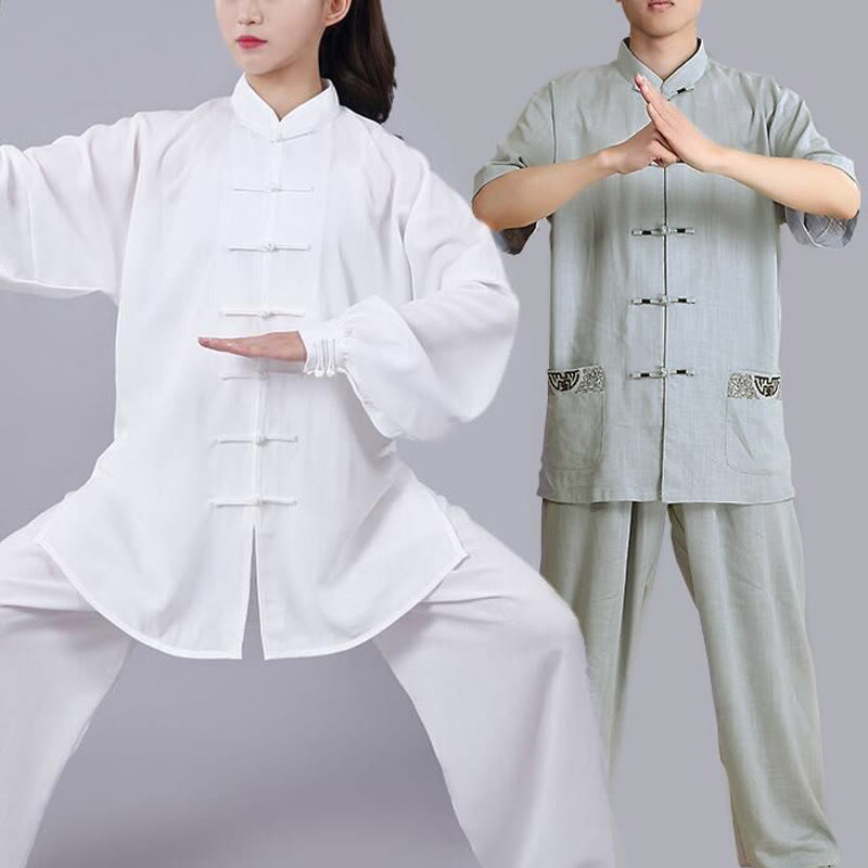 Buddha Stones Medytacja Zen Modlitwa Duchowa Tai Chi Qigong Praktyka Unisex Haft Odzież Zestaw - image 1