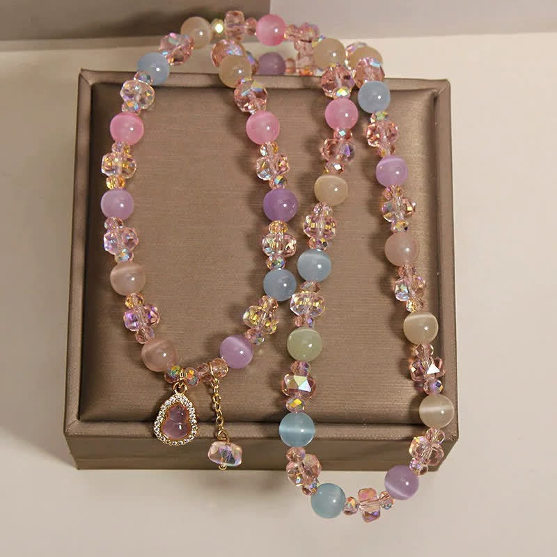 Buddha Stones Bransoletka z koralików Love Beads w kolorze wielokolorowym z motywem kociego oka i tykwy - image 3