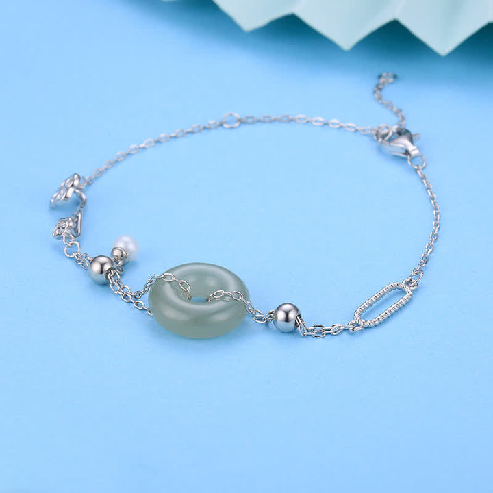 Buddha Stones Bransoletka szczęścia z jadeitu Hetian Peace Buckle ze srebra próby 925 - image 3